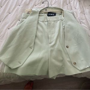 Zara mint green vest and shorts set